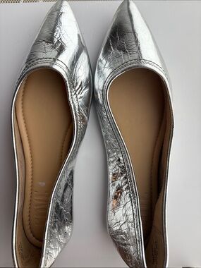 Frye Metallic Silver Pointed Toe Women's Flats